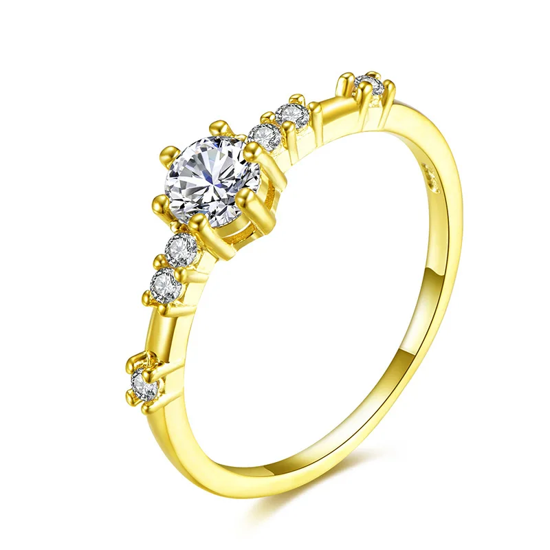 

New Personality Popular 7 Small Broken Diamond Women's Ring European And American Fashion Simple Micro-Fix Fine Diamond Fingers