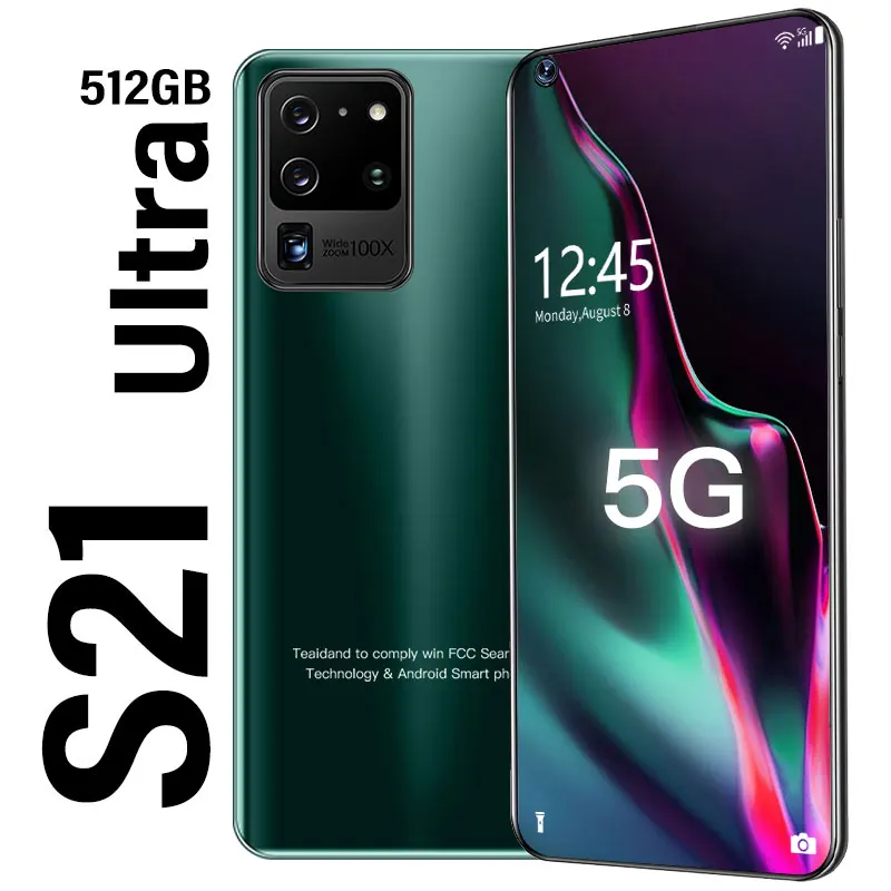

Global Version S21 Ultra 5G 7.3 Inch 12GB+512GB Smartphone 6000mAh 24MP+48MP Unlock Mobile Phones Smart Phone