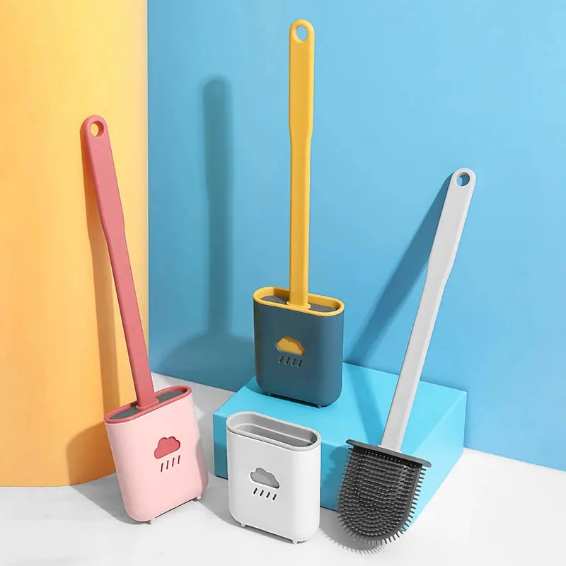 

Silicone Toilet Brush Gap Flexible Soft Bristles Cleaning Bathroom Accessory Quick Drying Water Leak Proof Wc Cleaneing Brush