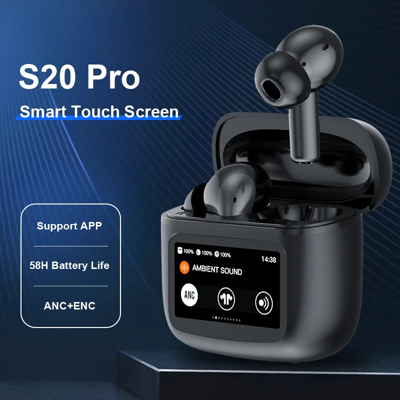 Фото Новые беспроводные наушники SONY S20 PRO с сенсорным экраном, шумоподавлением ANC, Bluetooth 5.3, управлением через приложение, длительным временем автономной работы и HiFi-звуком. №4