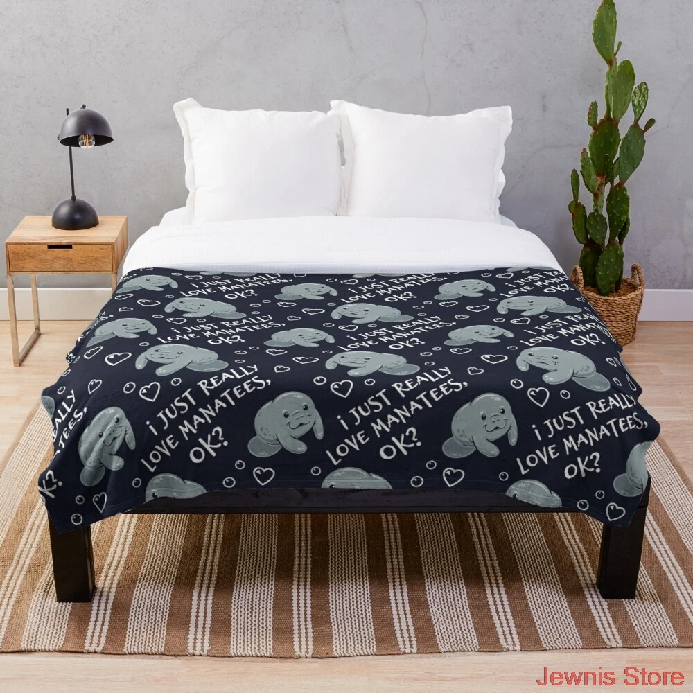 

I Just Really Love Manatees OK Throw Blanket Plush Throw Fleece Blanket Throw for Boys BedSpread Sofa Bedroon Décor