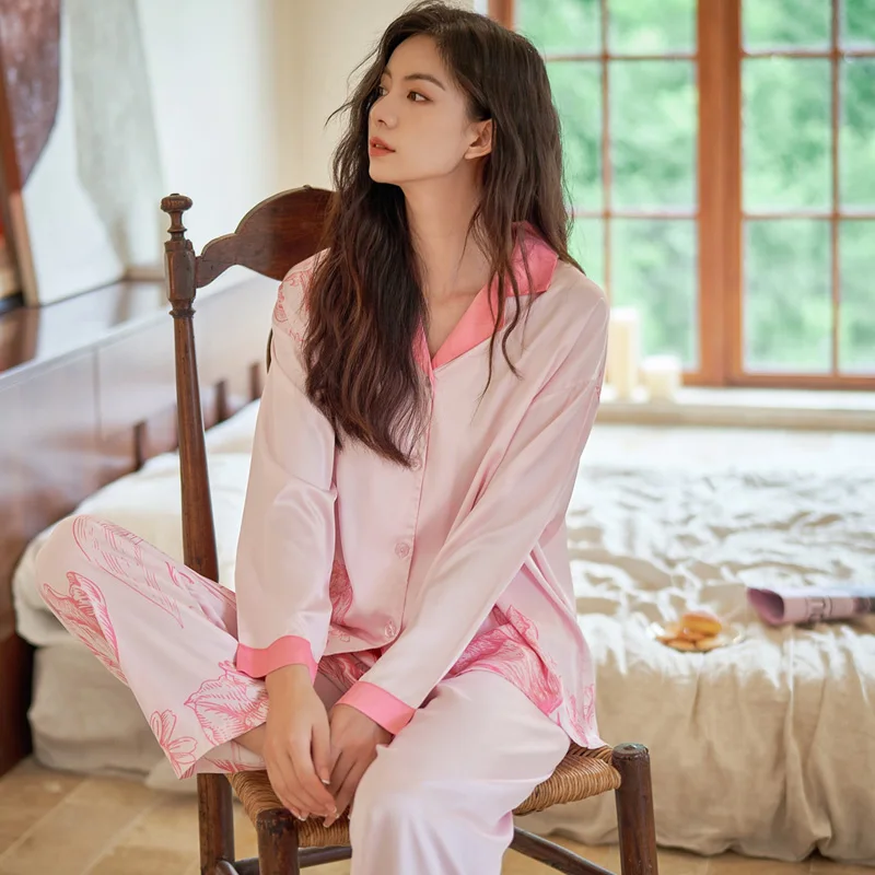 Girl Pajama Set Sexy Sleepwear Women Sleepwear Silk Princess Style Loose Version Pajama Set