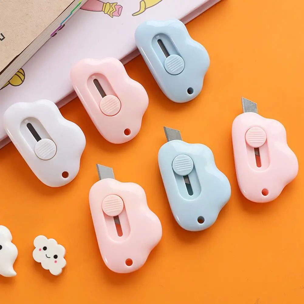 

Cute Cloud Color Mini Portable Utility Knife Paper Office Paper Escolar Blade Razor Stationery Cutter Cutting Papelaria G0U6