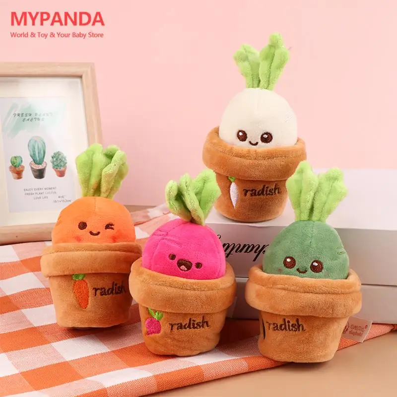 

1PC Cute Cartoon Carrot Potted Plush Keychain Funny Pulling Radish Keyring Stuffed Plush Toy For Boy Girl Gift 7.5 x 7.5 x 14cm