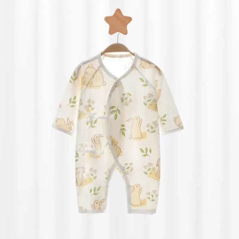

Newborn Summer Thin Boneless Baby Bodysuit Baby Cotton Long Sleeve Pure Cotton Bodysuit Creeper for 0-6 Months