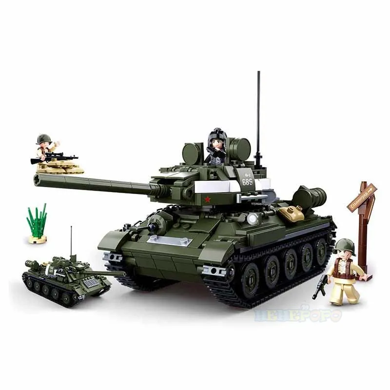 Строительные блоки Sluban M38-B0689 Military _ 85 средний танк боевой армейский автомобиль