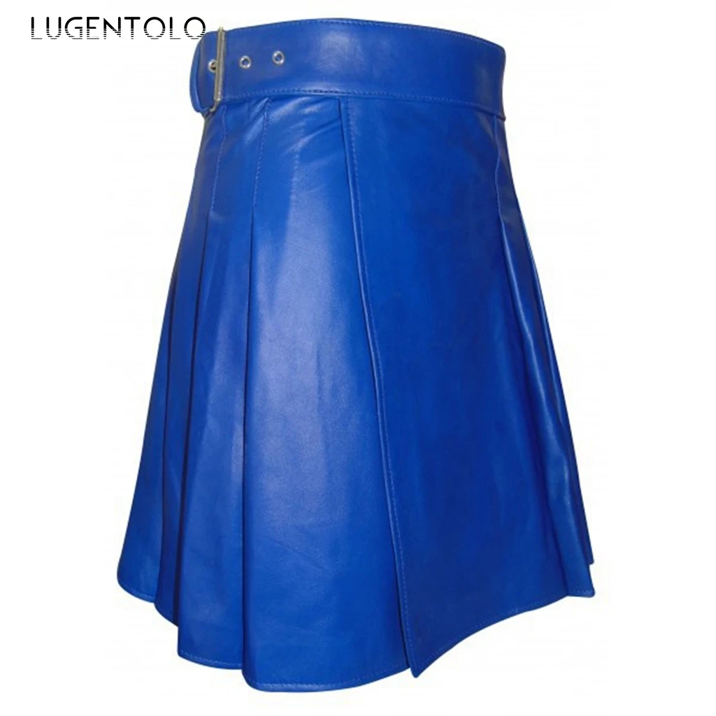 Женская плиссированная юбка из Шотландской искусственной кожи однотонная