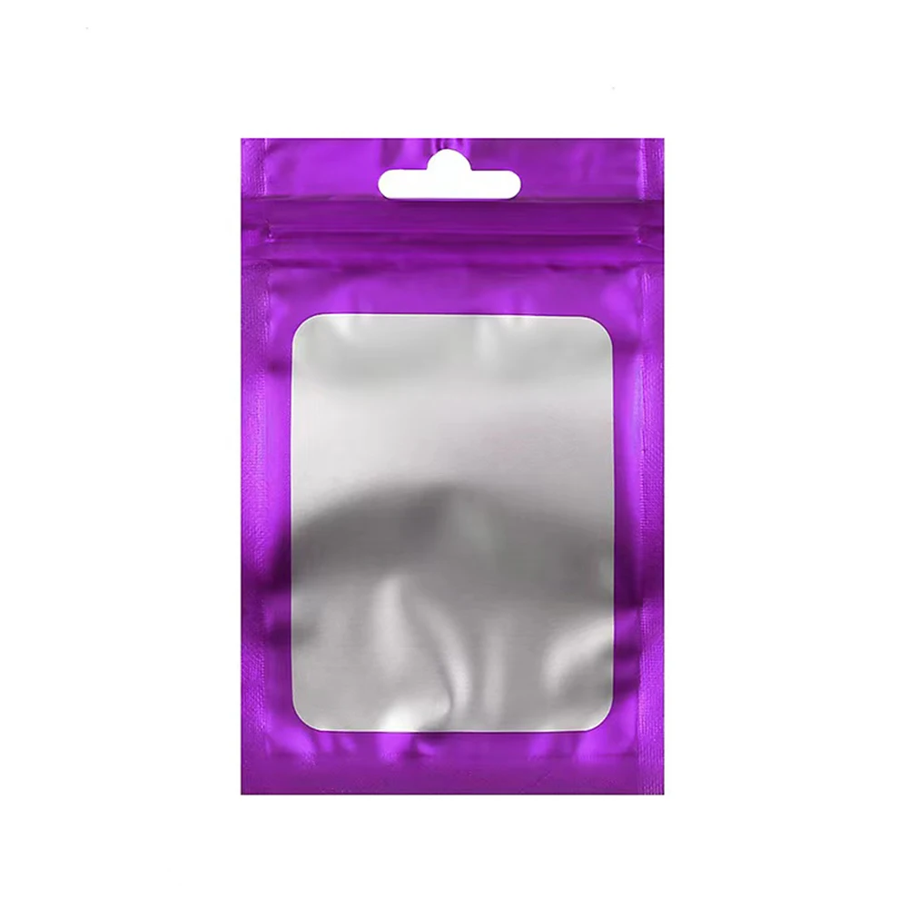 

100 шт./лот красочные матовые алюминиевые прозрачные пластиковые пакеты из майларовой фольги с отверстием для подвешивания, застежка-молния, захват, уплотнители, перезаряжаемые пакеты