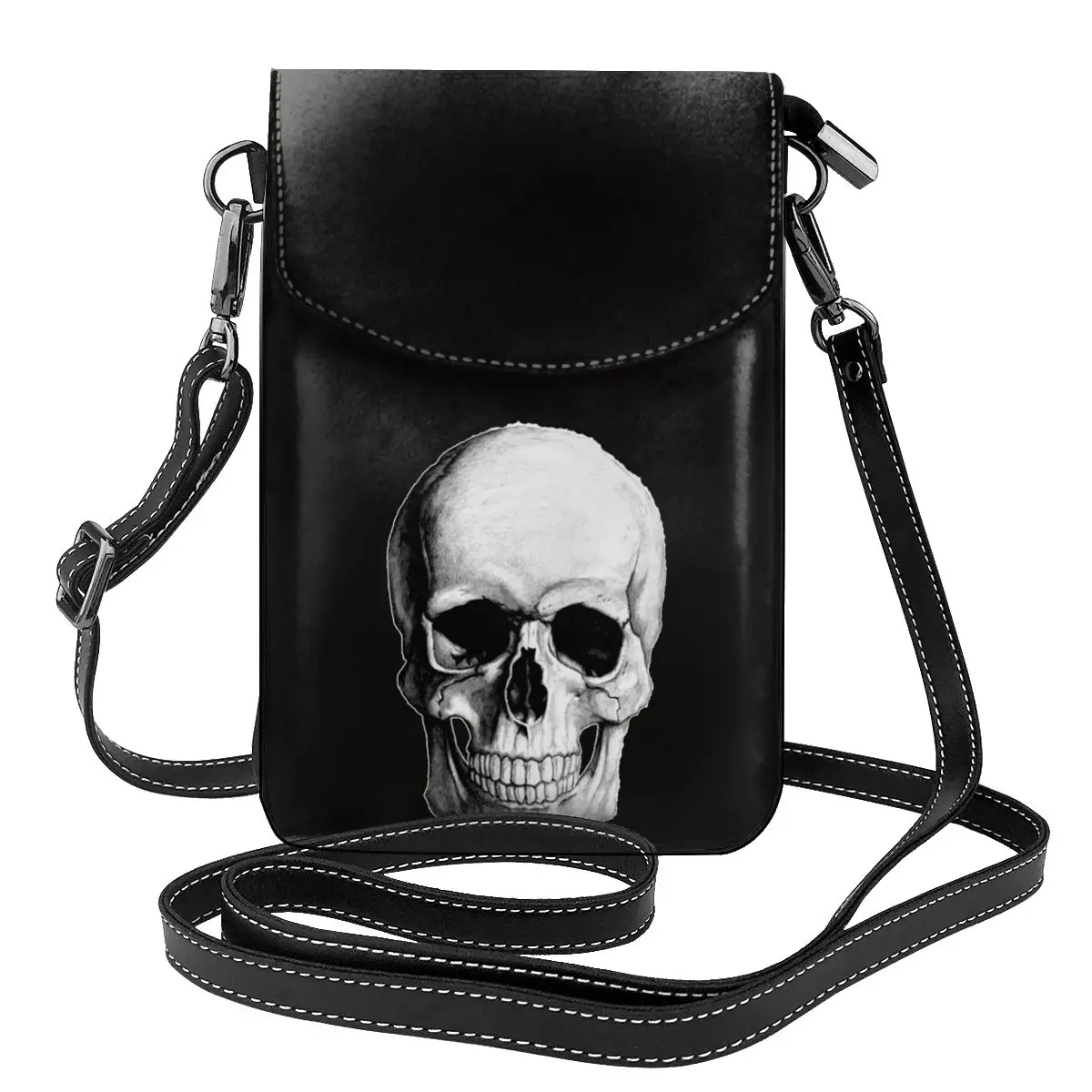 ПП кости череп голова заклепки двойная сумка через плечо Череп кожаная для