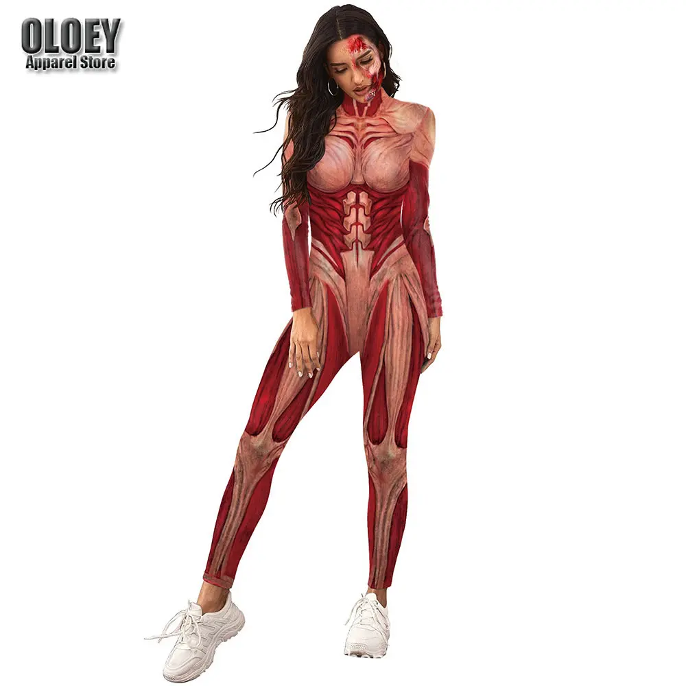 

Комбинезон человеческого тела с 3D принтом, комбинезон для взрослых для ролевых игр, костюмы для косплея на Хэллоуин для женщин и мужчин, обт...