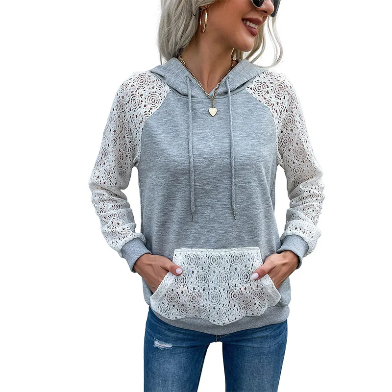 Spring Autumn Lace Hollowout Maternity Tops Women Clothing Long Sleeve Hooded Pullover Pregnancy Clothes Fashion Casual Hoodies