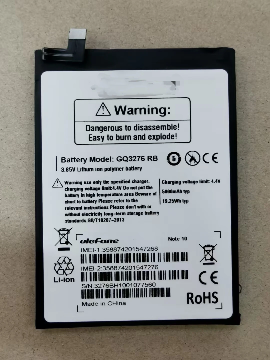 Новый аккумулятор GQ3276 5500 мАч 3 8 В для Ulefone Note 10