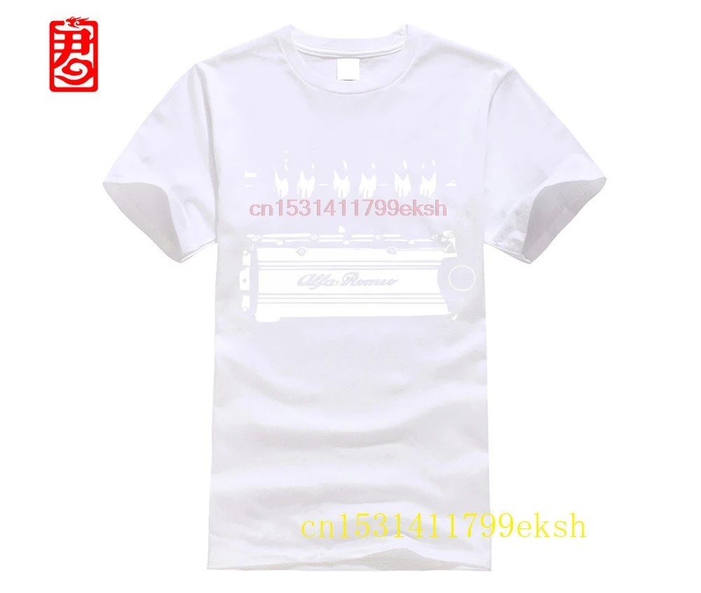 2024 летняя новая крутая футболка Romeo V6 Busso GTV GTA 166 155 GT Alfa Legend Engine Car Gift хлопковая