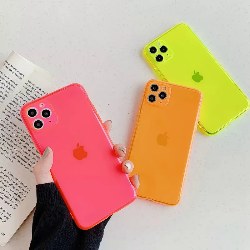 

JOME Neon Fluorescent Color Phone Cases For iphone 13 12 11 Pro Max Mini X XR XS Max 6 6S 7 8 Plus SE 2020 protected soft cover
