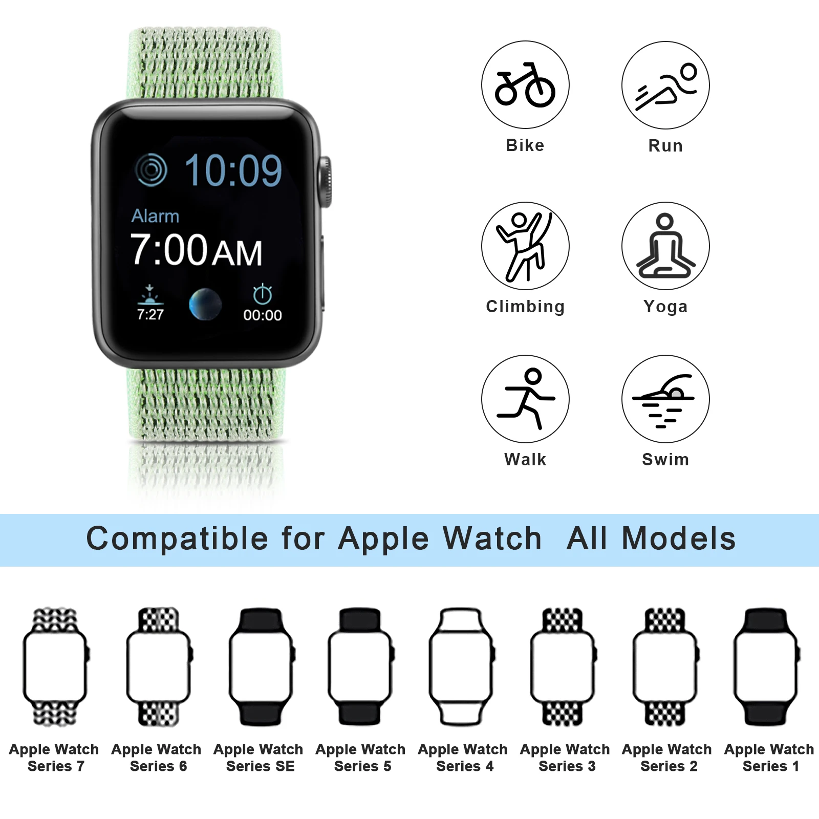Watchband Bracelet For iWatch Ultra 8 7 6 5 4 3 2 1 SE Strap Nylon Loop Strap For Apple Watch Band 41mm 45mm 38mm 42mm 40mm 44mm