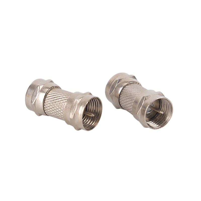 2Pcs Female RF Adapters Silver Zinc Alloy F Type Male Plug Connector Socket To Coax TV Aerial |