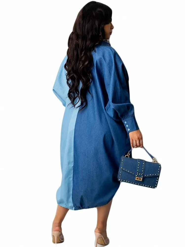 Женское платье в африканском стиле осень 2023 новое однотонное модное