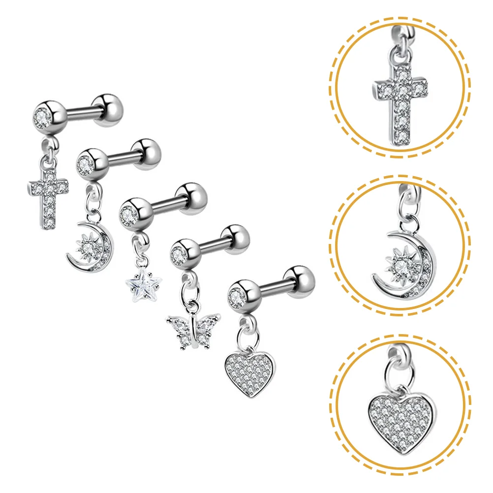 

5 шт., серьги-гвоздики из нержавеющей стали