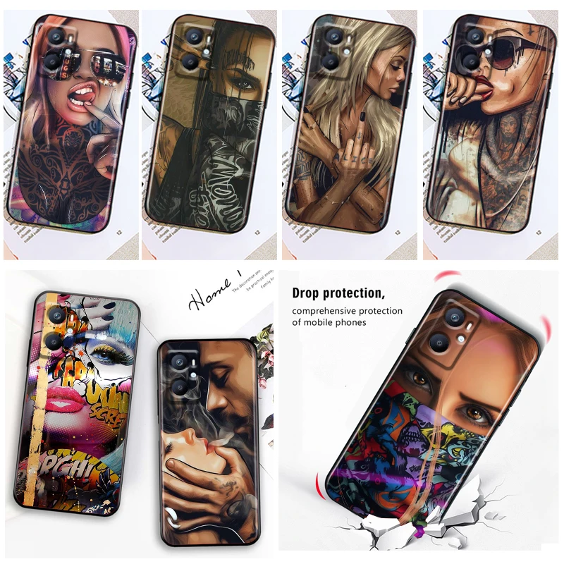 

Sexy Sleeve Tattoo Girl Phone Case Black For OPPO Find X5 X3 X2 Neo Lite A96 A57 A74 A76 A72 A55 A54S A53 A53S A16S A16 A9