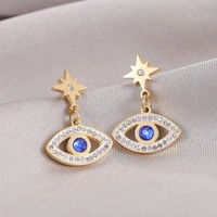 xiyanike vintage retro style womens earrings stainless steel eye shape crystal decoration woman earring fashion girl jewelry