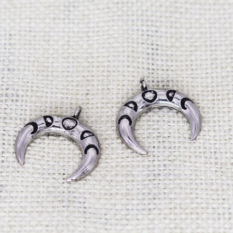 Набор из 5 шт. шармов из нержавеющей стали с фазой Луны, черные