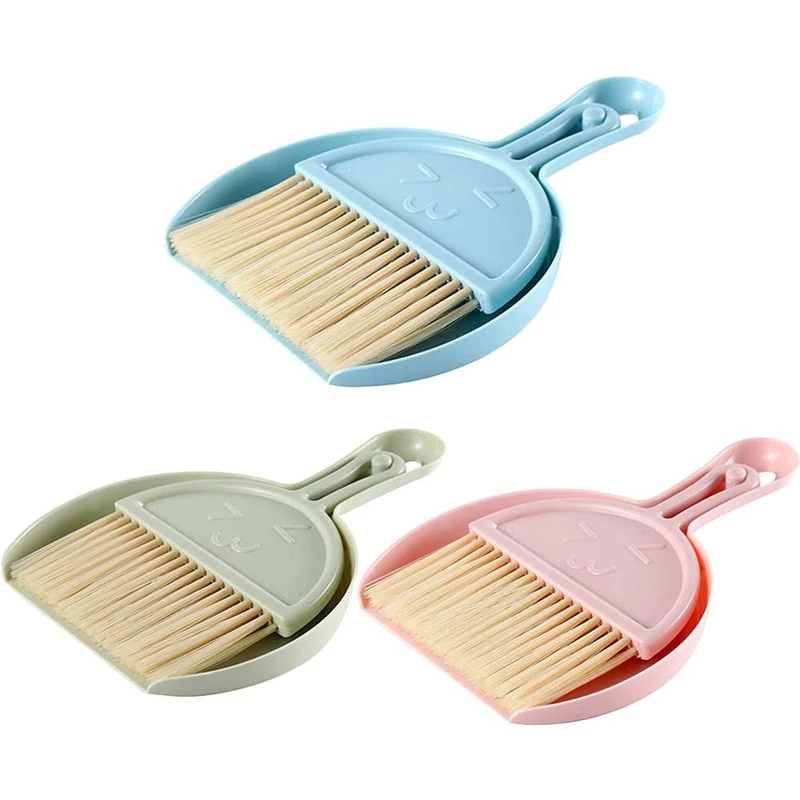 

3 Sets Mini Dustpan And Brush Set Cage Cleaner Hand Broom And Dustpan Cleaning Tool For Desk,Car,Small Animals Waste,Etc
