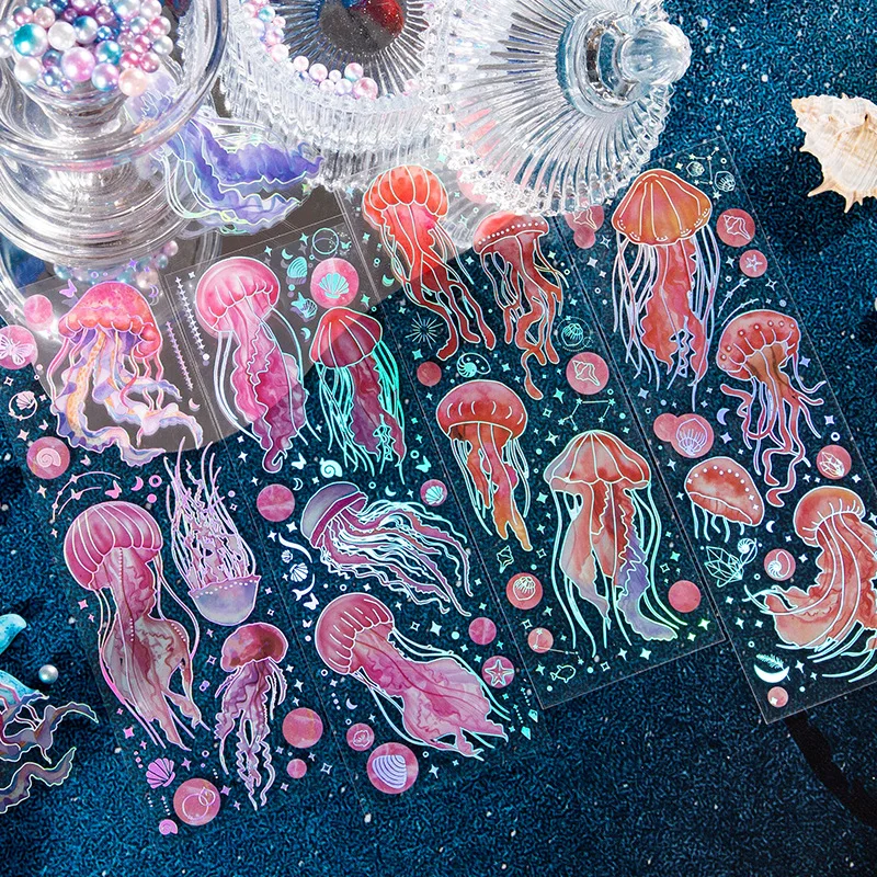 2 шт. лазерная длинная полоса плоская наклейка тема медузы декоративный коллаж