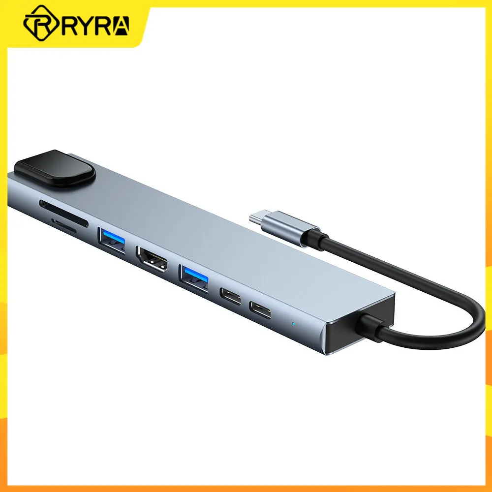 

RYRA 8 в 1 USB C концентратор Type-C 3,1 к HDMI-совместимый USB SD/TF кард-ридер слот PD Быстрая зарядка для MacBook ПК компьютера ноутбука