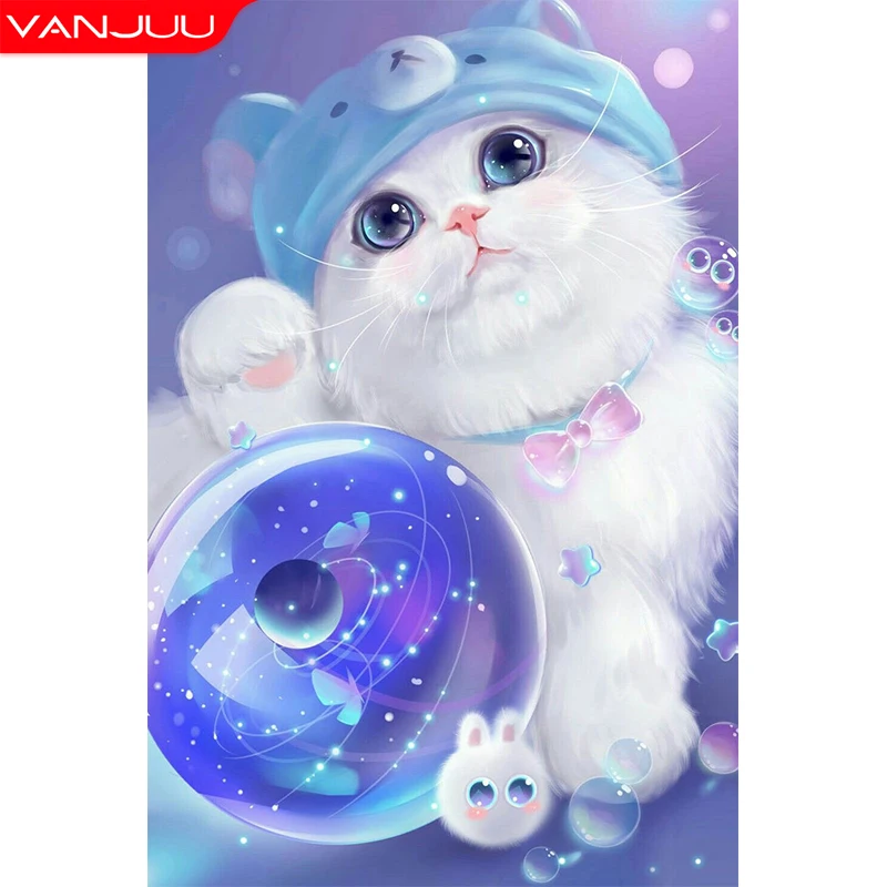 

5D Diamond Painting Kits Cute Cat Full Drill Diamond Mosaic Animal Diamond Embroidery DIY Rhinestones Home Decor Gift