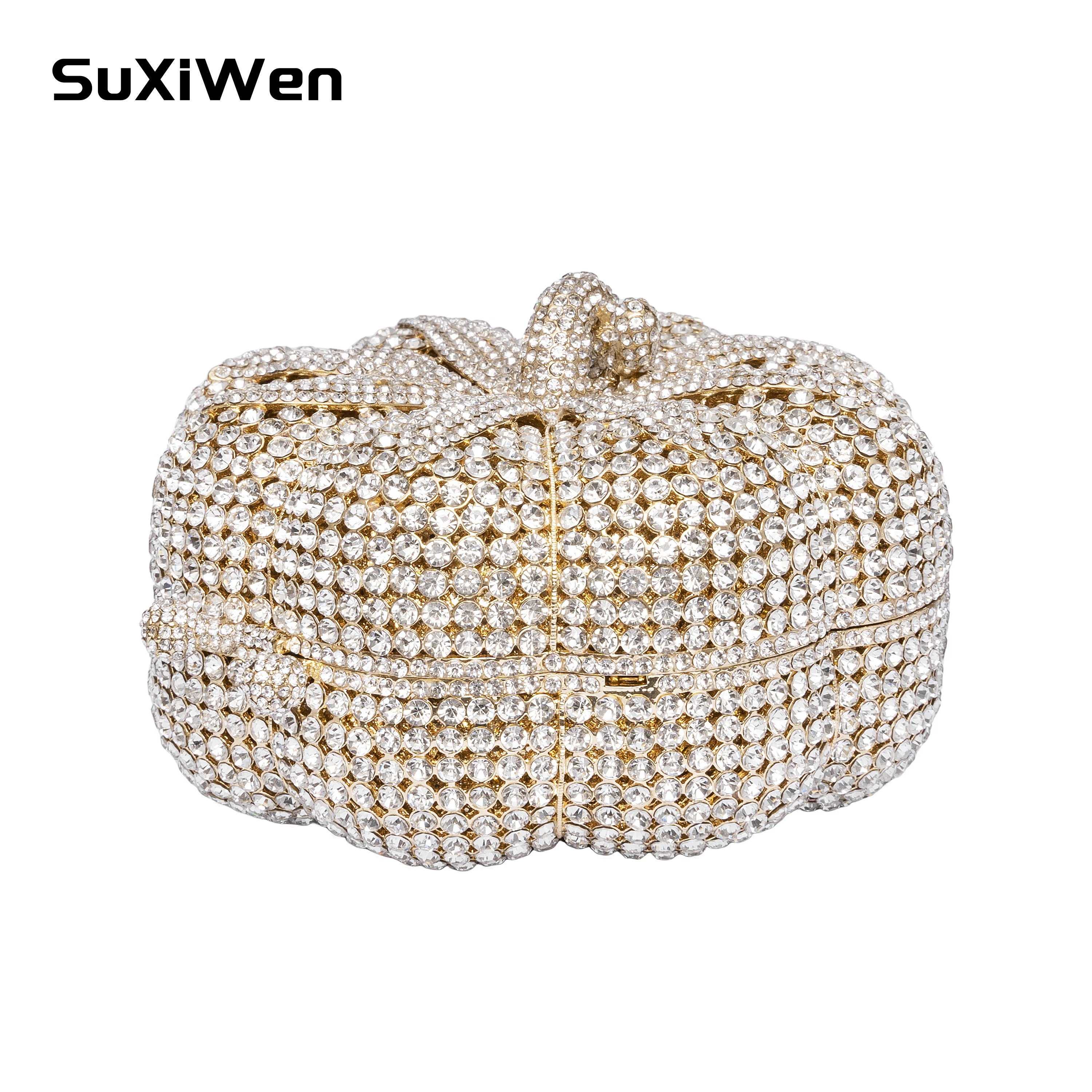 Роскошные вечерние мини-сумки с кристаллами в форме тыквы стразы клатчи для