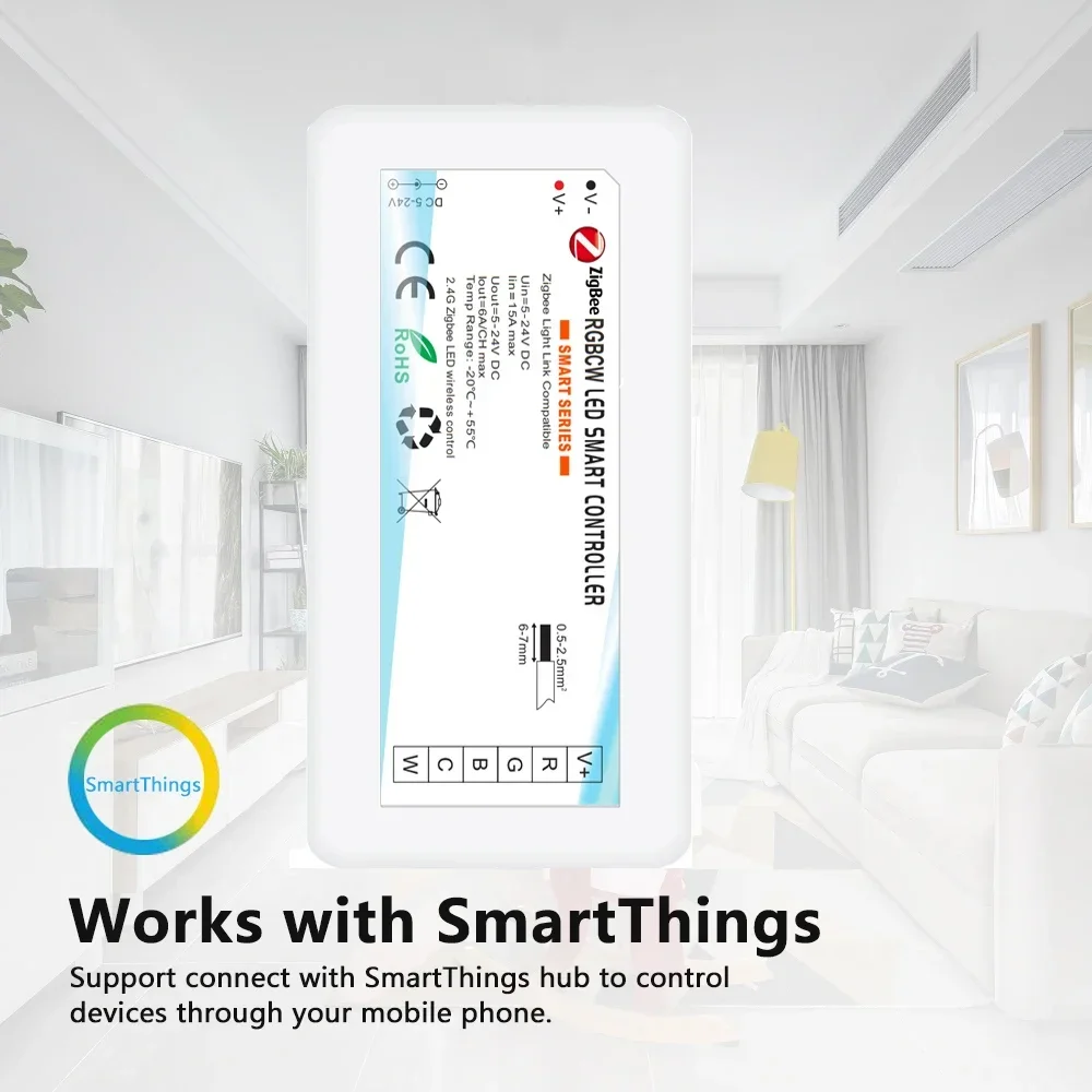 j inteligentny kontroler RGB z głosem i kontrolą aplikacji dla Google Echo Plus Zigbee 3.0 15A DC5-24V kompatybilny oświetl...