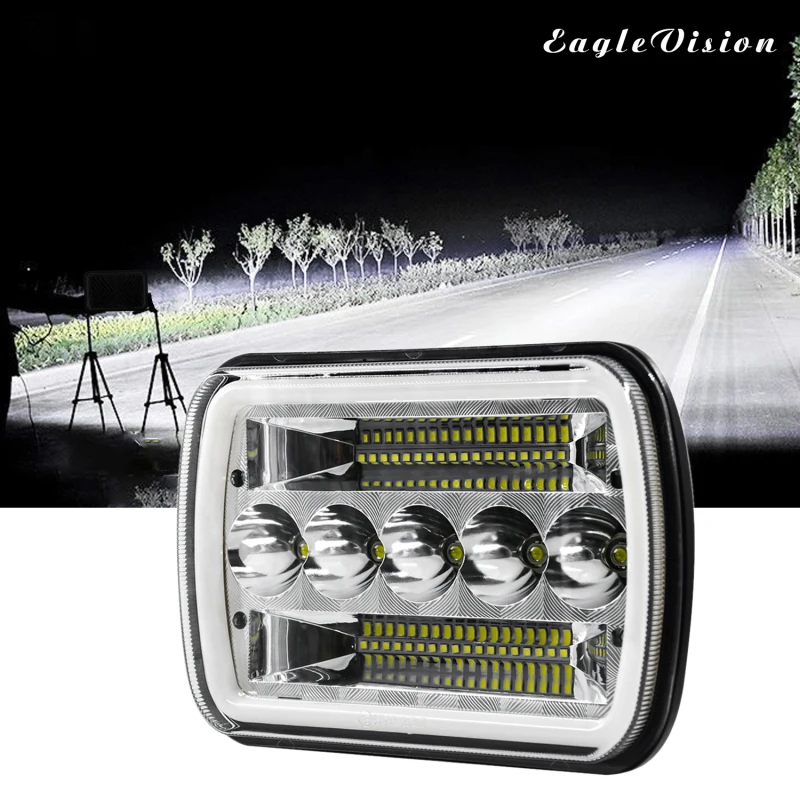 

Car Led Headlight Dustproof 5x7" 7x6 Inch Headlights Anti-fog Waterproof Day Running Light Car Accessories Led Headlight 200w