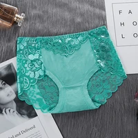 womens cotton underwear panties sexy lace mid waist hollow female briefs hip lift underpants for lady plus size lingerie ssy58