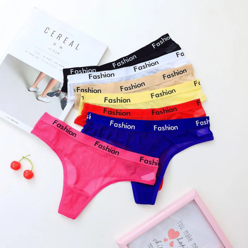 

Thongs Sexy Panties Lingerie Ladies Cotton Mesh Transparent Panty Breathable Underwear Women Fashion Low-Rise Seamless Briefs
