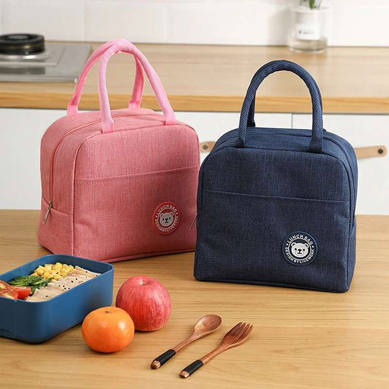 

Portable Lunch Box Heat-preservating Thermal Insulated Canvas Tote Pouch Kids School Bento Dinner Container Picnic Food Storage