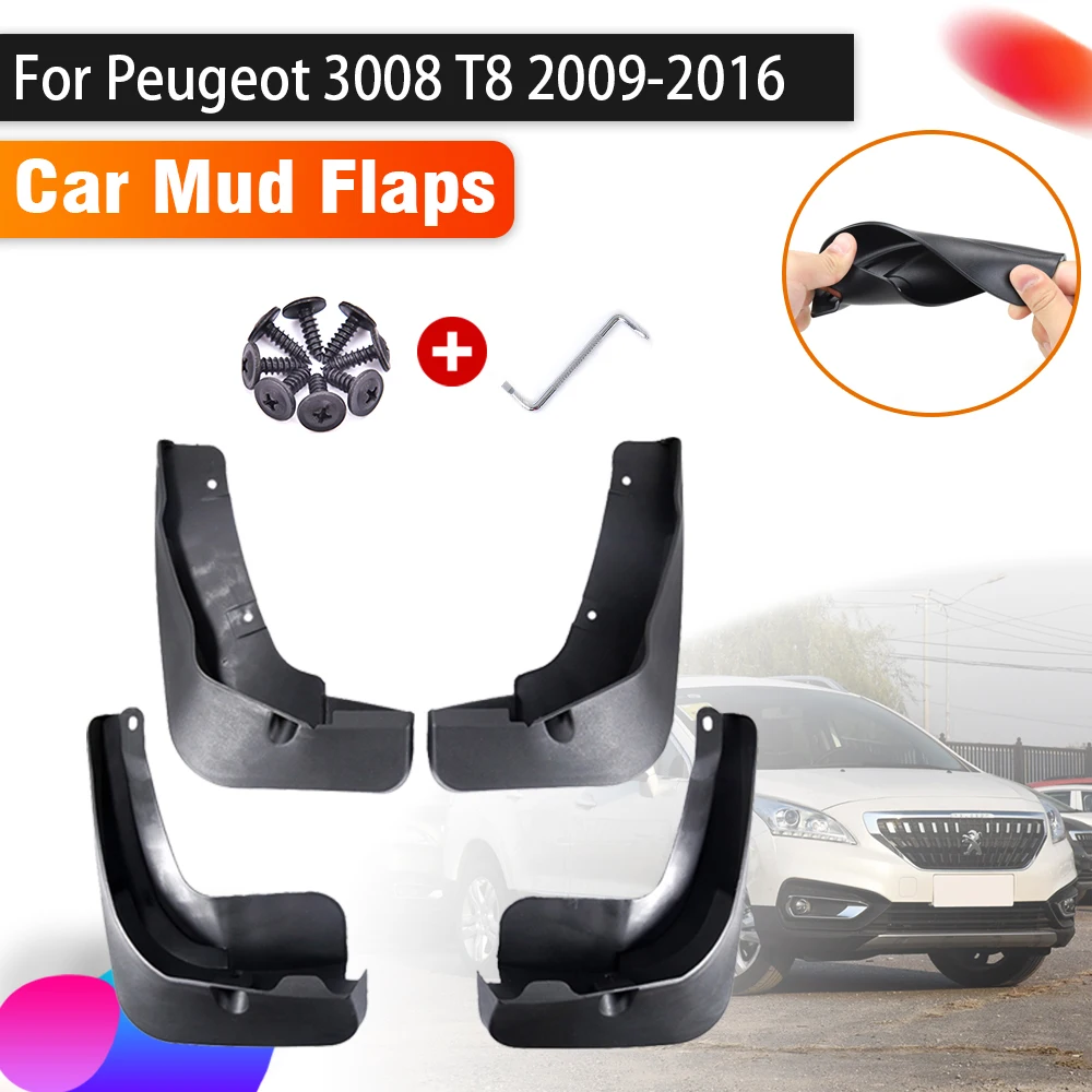 

4 шт. автомобильные брызговики для Peugeot 3008 T8 брызговики 2009 ~ 2016 2013 2014 2015 автомобильные брызговики передние и задние брызговики автомобильные аксессуары