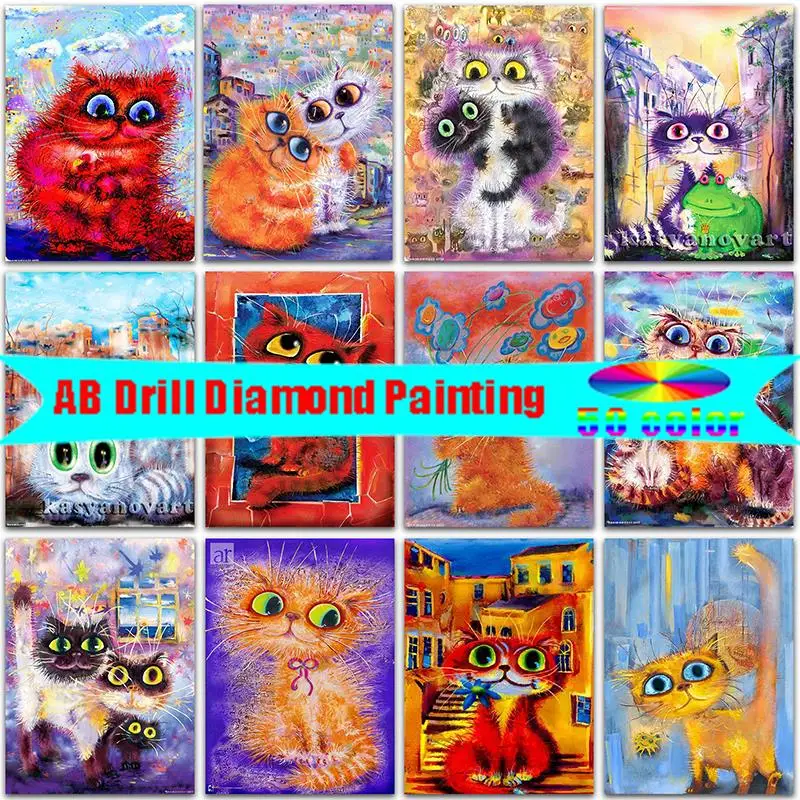 

5D DIY Diamond Painting Animal Cat Full Square Round Diamond Embroidery Cross Stitch Diamond Mosaic Diamand Paint Home Decor Art