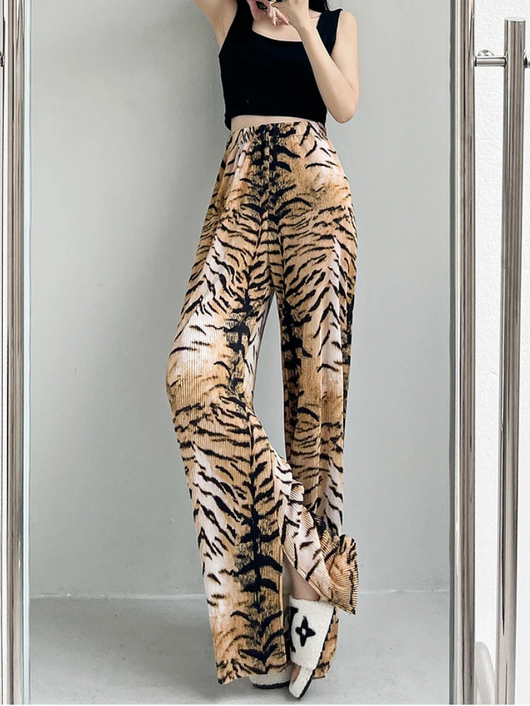 

New Korean Fashion Fork Woman Tiger Pattern Printing Hip Hop Wide Leg Trousers Y2k Sweatpants Casual Popular Joggers Women Pants