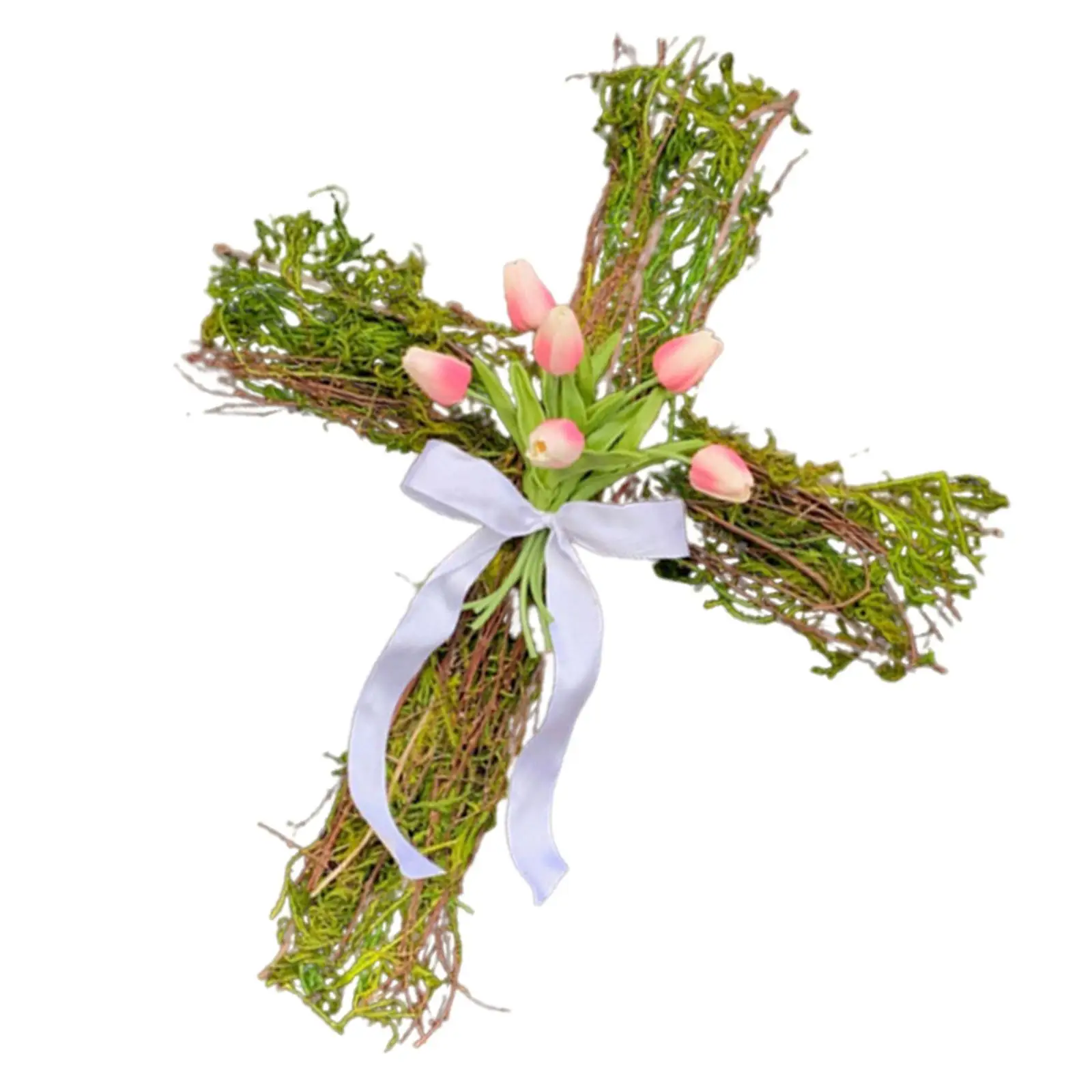 

Lord Church Cross Wreath Artificial Handmade Memorial Garland Welcome Sign for Jesus Christ Home Wedding Christian Decor