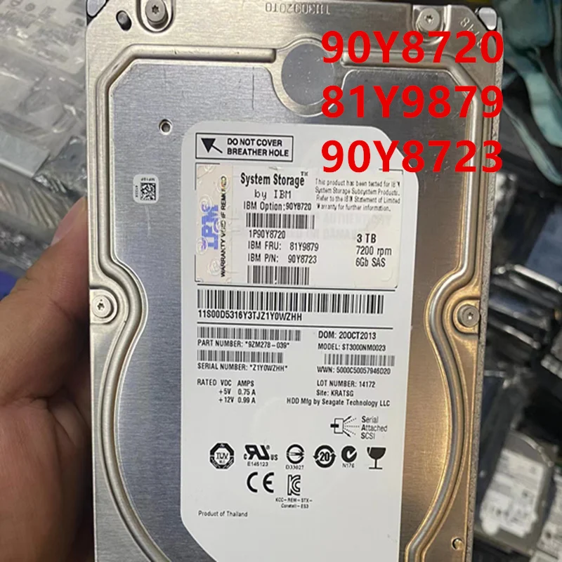 

Original New Hard Disk For IBM 3TB SAS 3.5" 7200RPM 64MB Server HDD For 90Y8720 81Y9879 90Y8723