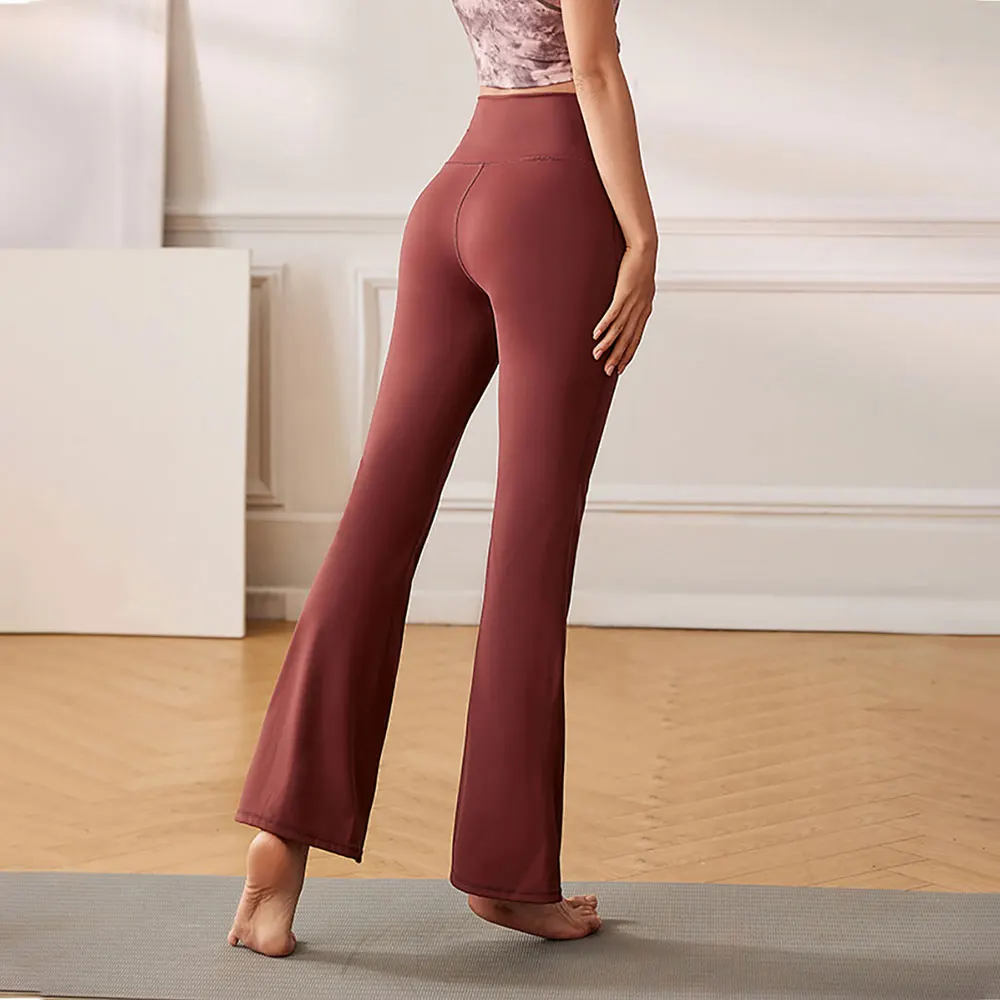 Lulu Flare Pants Women Yoga Pant High Waist Leggings Gym Workout Sports Tights Flared Wide Legs Trousers Latin Dance Pants