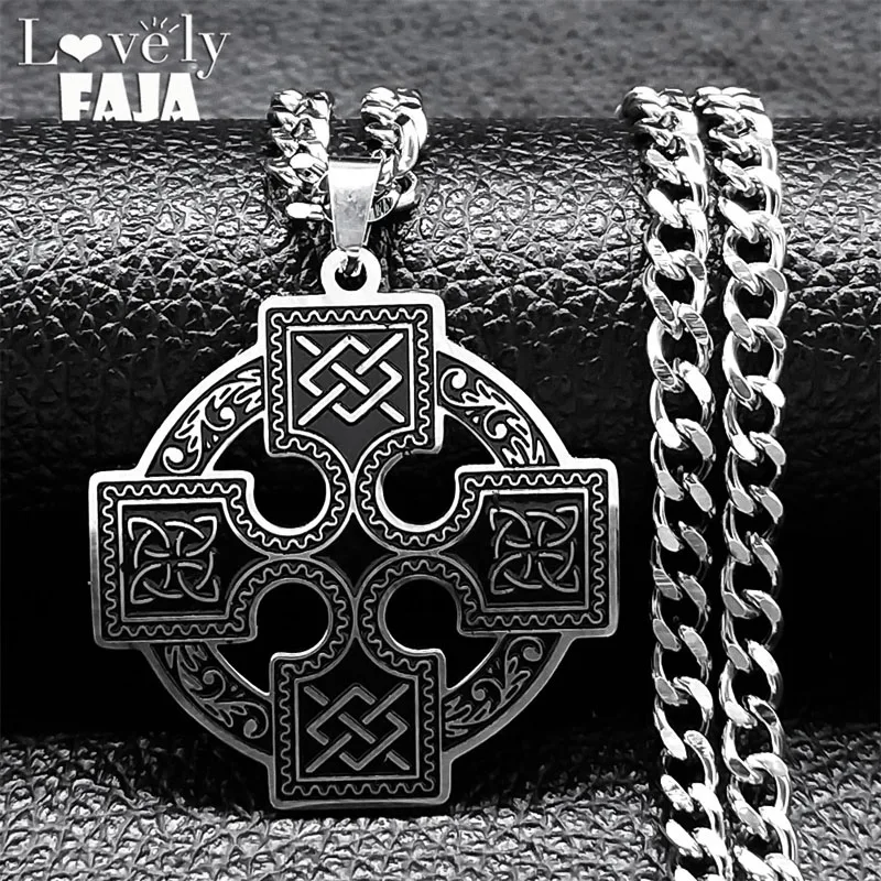 

Goth Celtics Knot Irish Cross Pendant Man Stainless Steel Viking Amulet Witch’s Knot Protection for Women Necklaces Jewelry Gift