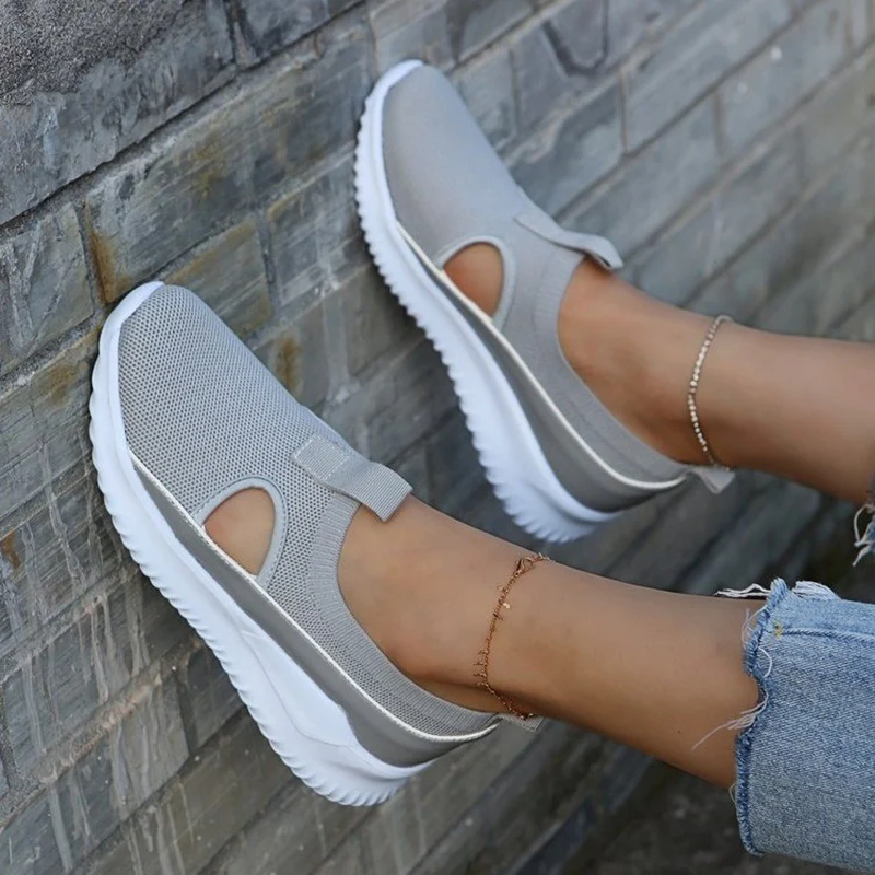 

Rimocy Breathable Knitting Sneakers Women Summer 2023 Slip-on Hollow Out Non-slip Flats Woman Comfort Soft Bottom Casual Shoes