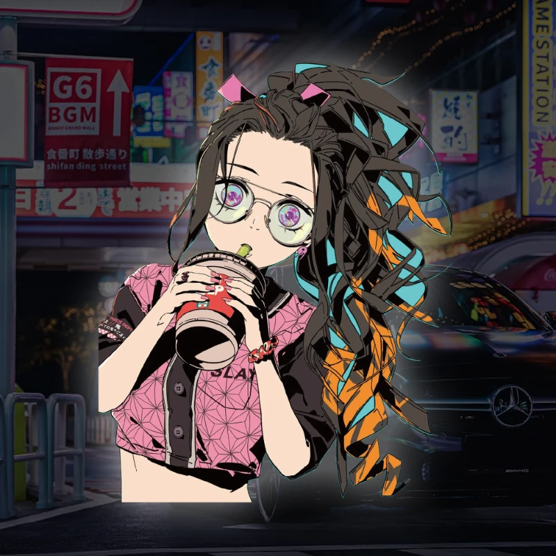 Популярные Аниме наклейки на автомобиль Tanjirou Nezuko Zenitsu Inosuke отражающие мотоцикл