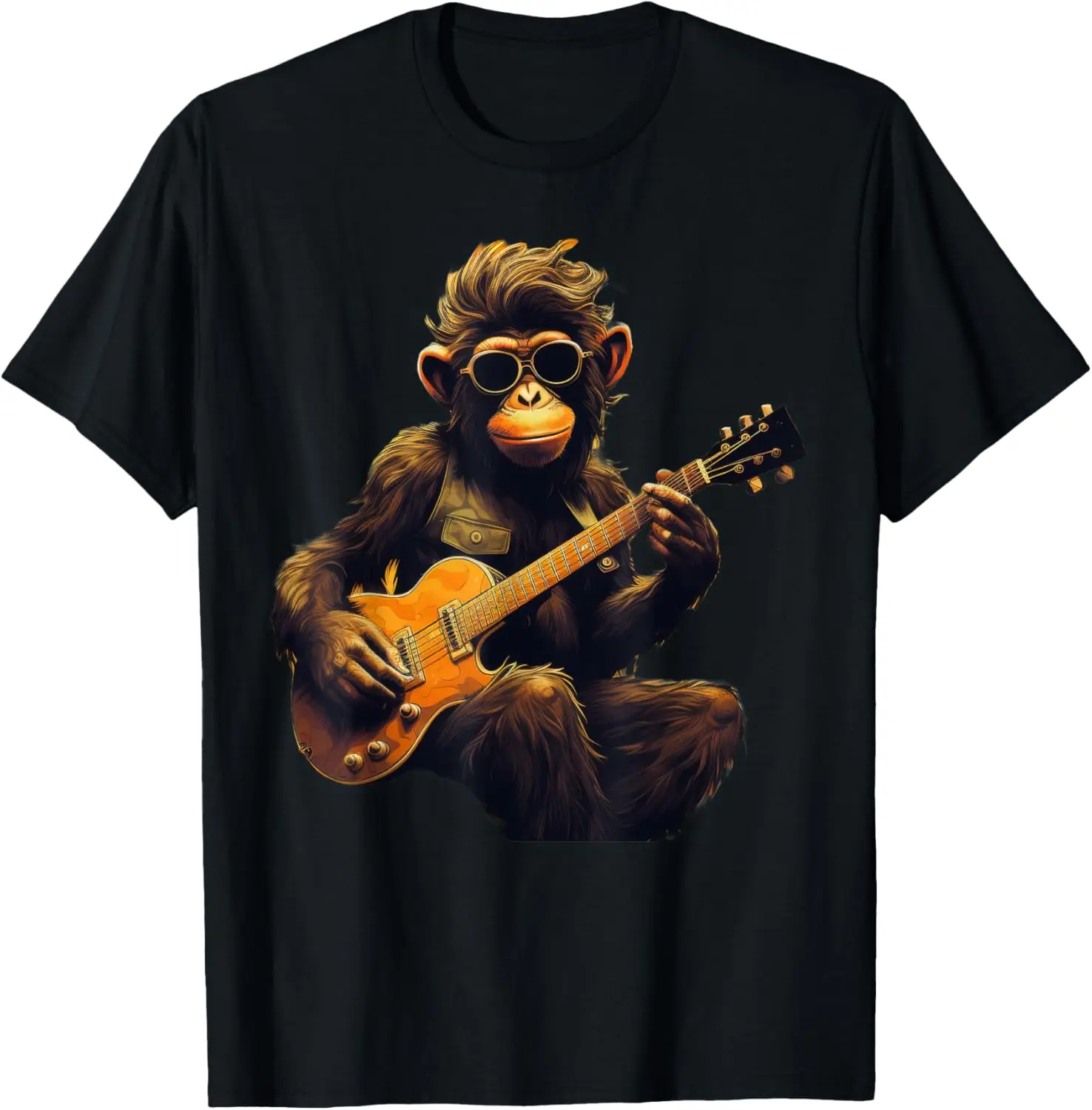 Милая обезьяна играющая на гитаре обезьяны музыкант музыкальная футболка