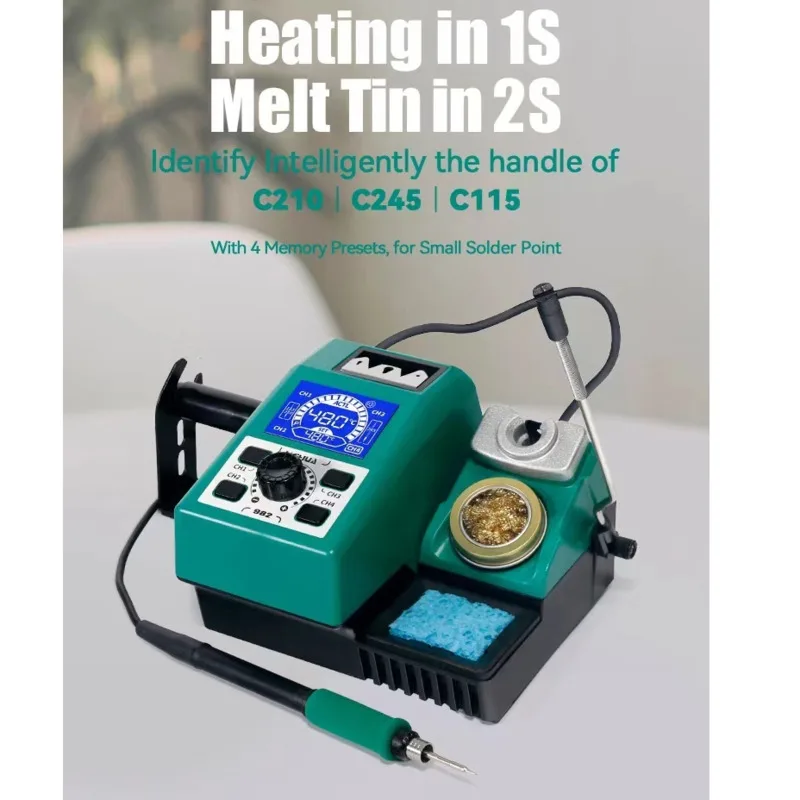 

YIHUA 982 Lead Free Soldering Station 1S Rapid Heating 2S Melt Tin Welding Platform Kit for C210 C245 C115 Handle Iron Head Tool