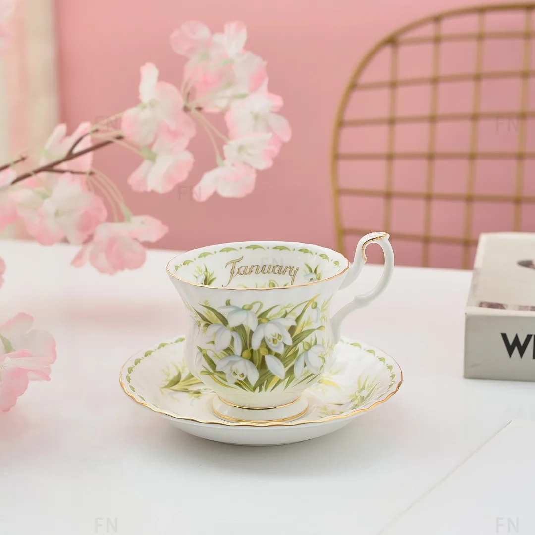 Фото Набор чашек Royal Bone China с цветочным принтом, цветочный сервиз, кофейная чашка, блюдце, подарочная коробка для дома, роскошь №4