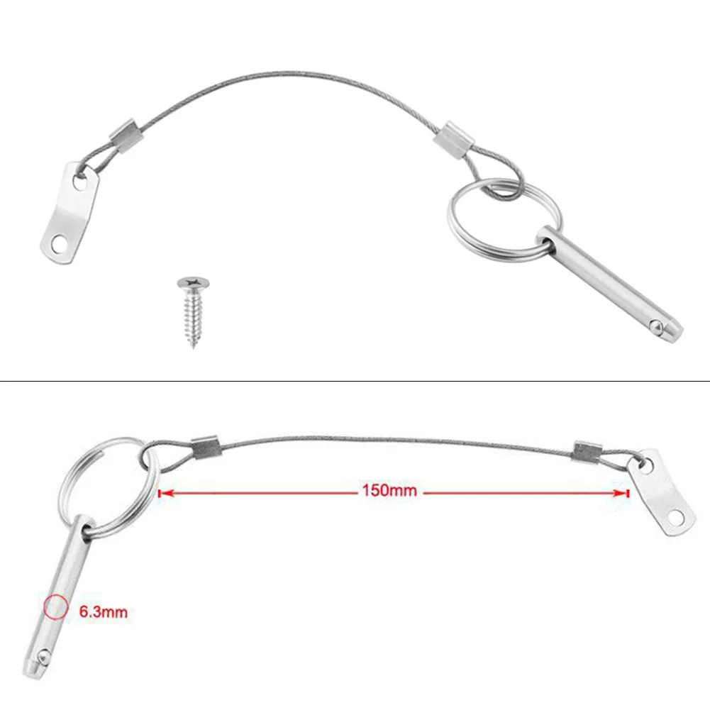 

316 Stainless Steel Boat Bimini Top Quick Release Pin 1/4" With Lanyard Polished Marine Hardware Quick Release Pin Screw