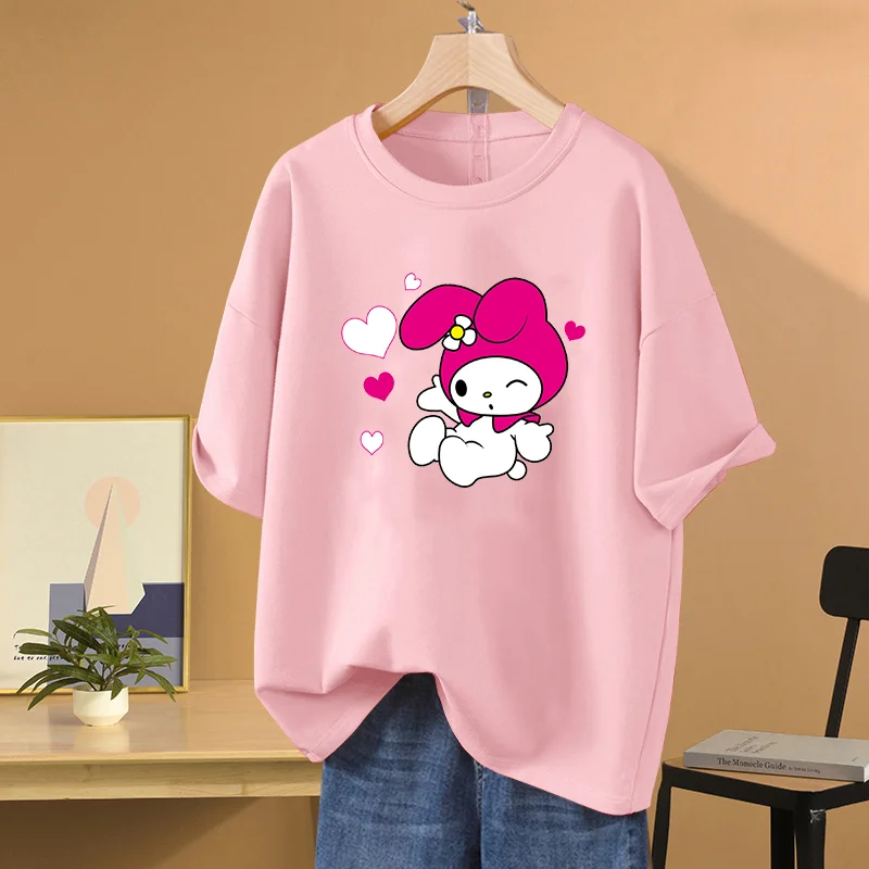 Sanrio Kawaii My Melody печатная Футболка уличная спортивная парная Студенческая футболка