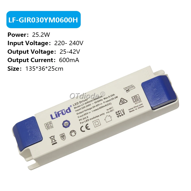 Фото Драйвер Lifud Φ/33-40V 800mA 900mA 1000mA 1050mA 1200mA 1300mA 1400mA 1500mA 40W50w 60W LF-GIRxxxYS Series Transformer №4